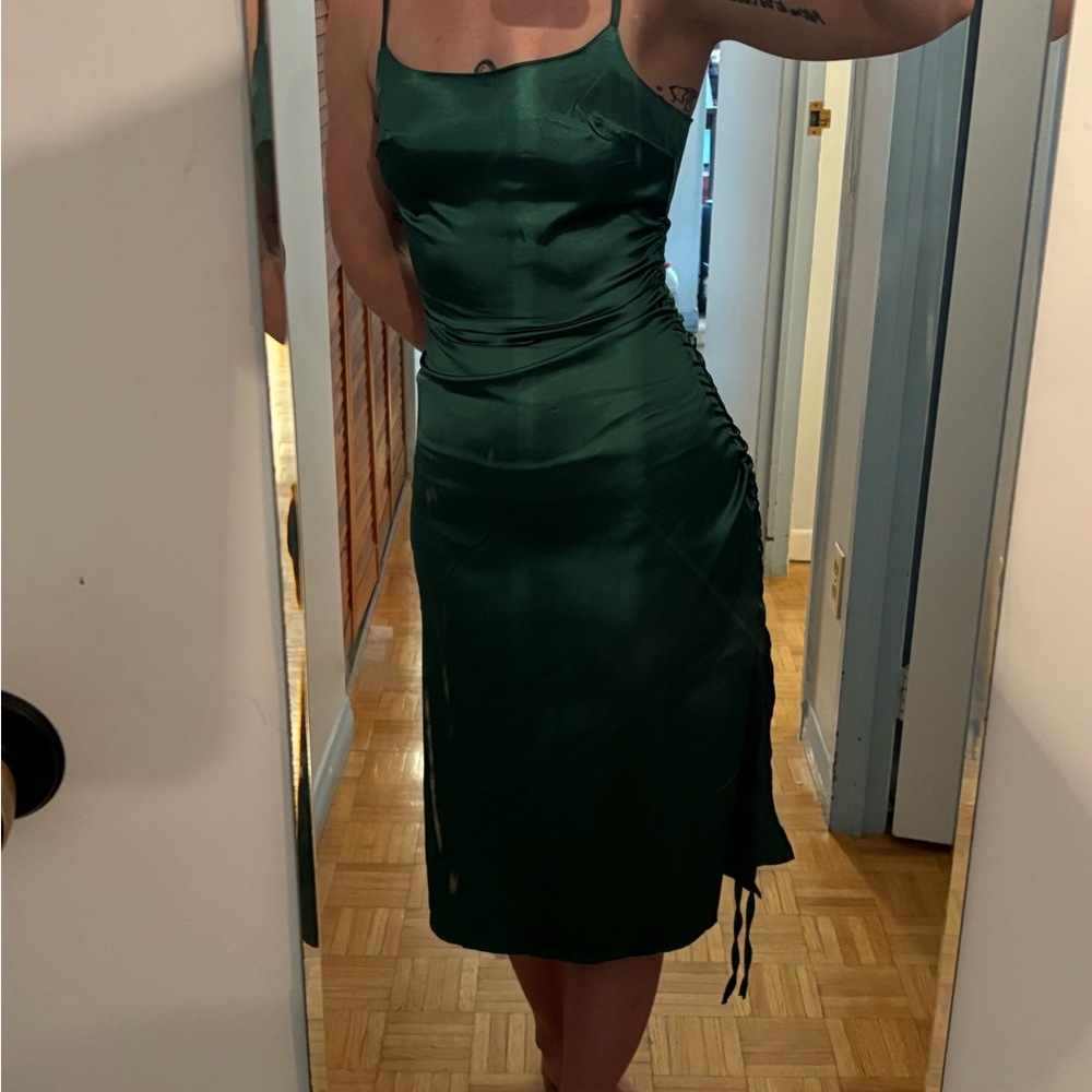 Elegant Green Satin Dress